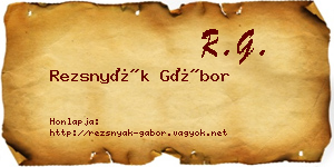 Rezsnyák Gábor névjegykártya